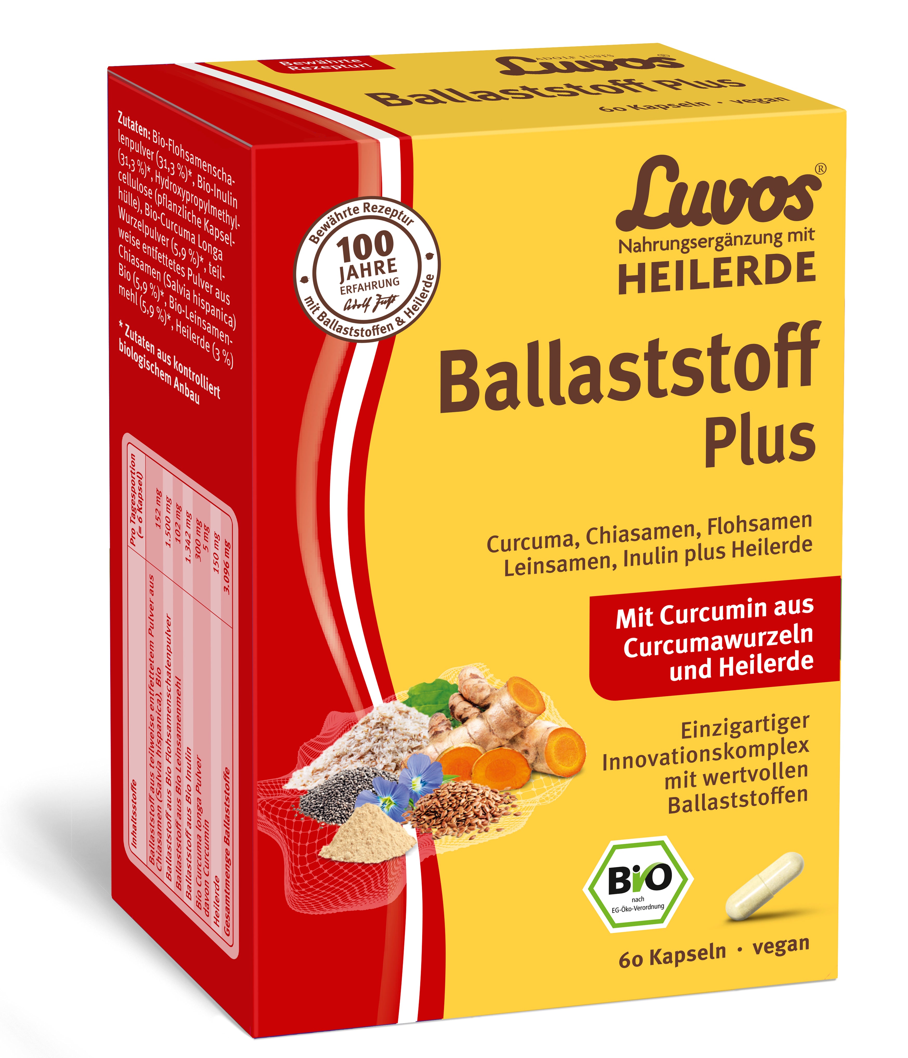 Luvos® Heilerde Bio Ballaststoff Plus Kapseln, 60 Stück
