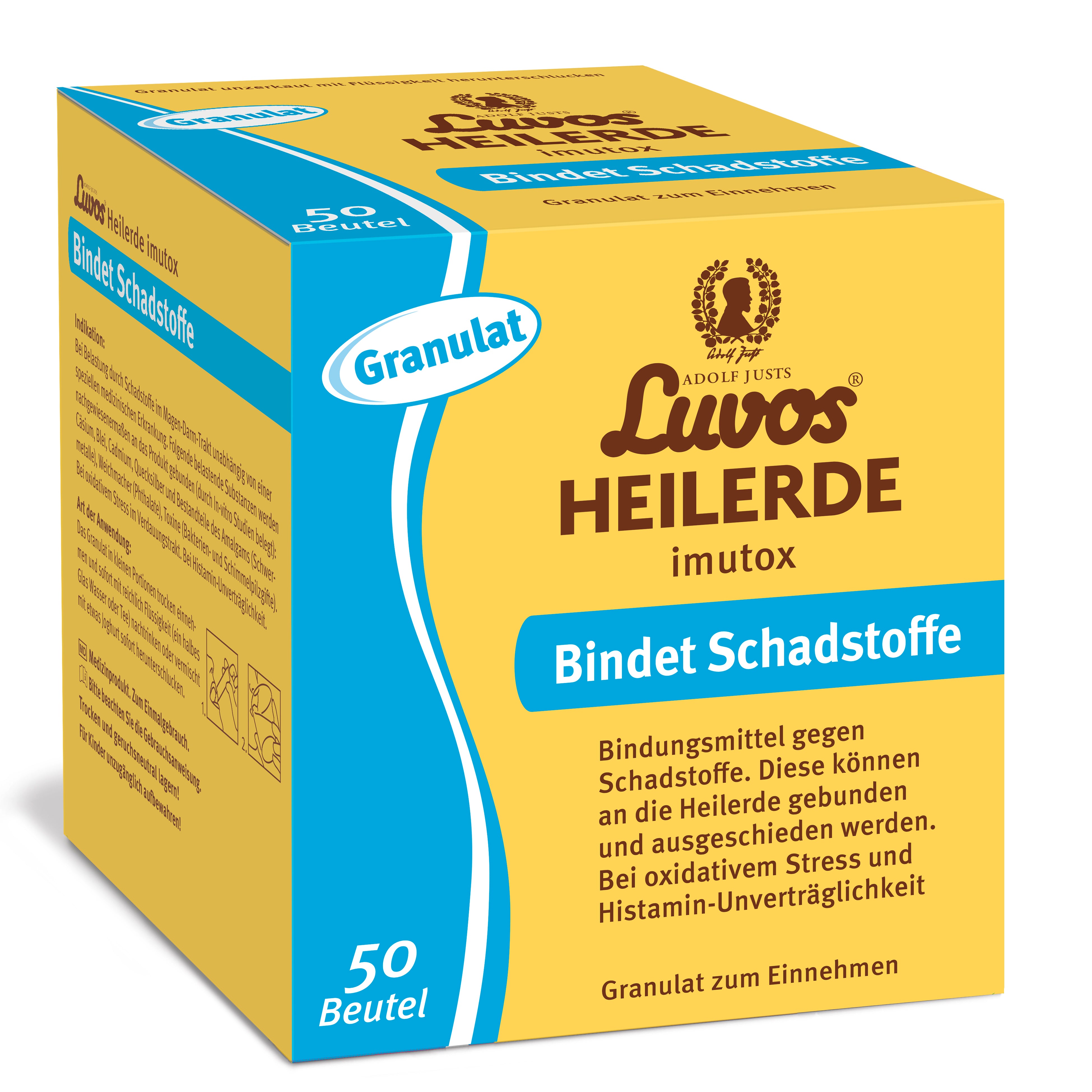 Luvos® Heilerde imutox bindet Schadstoffe Granulat, 50 x 6,5g