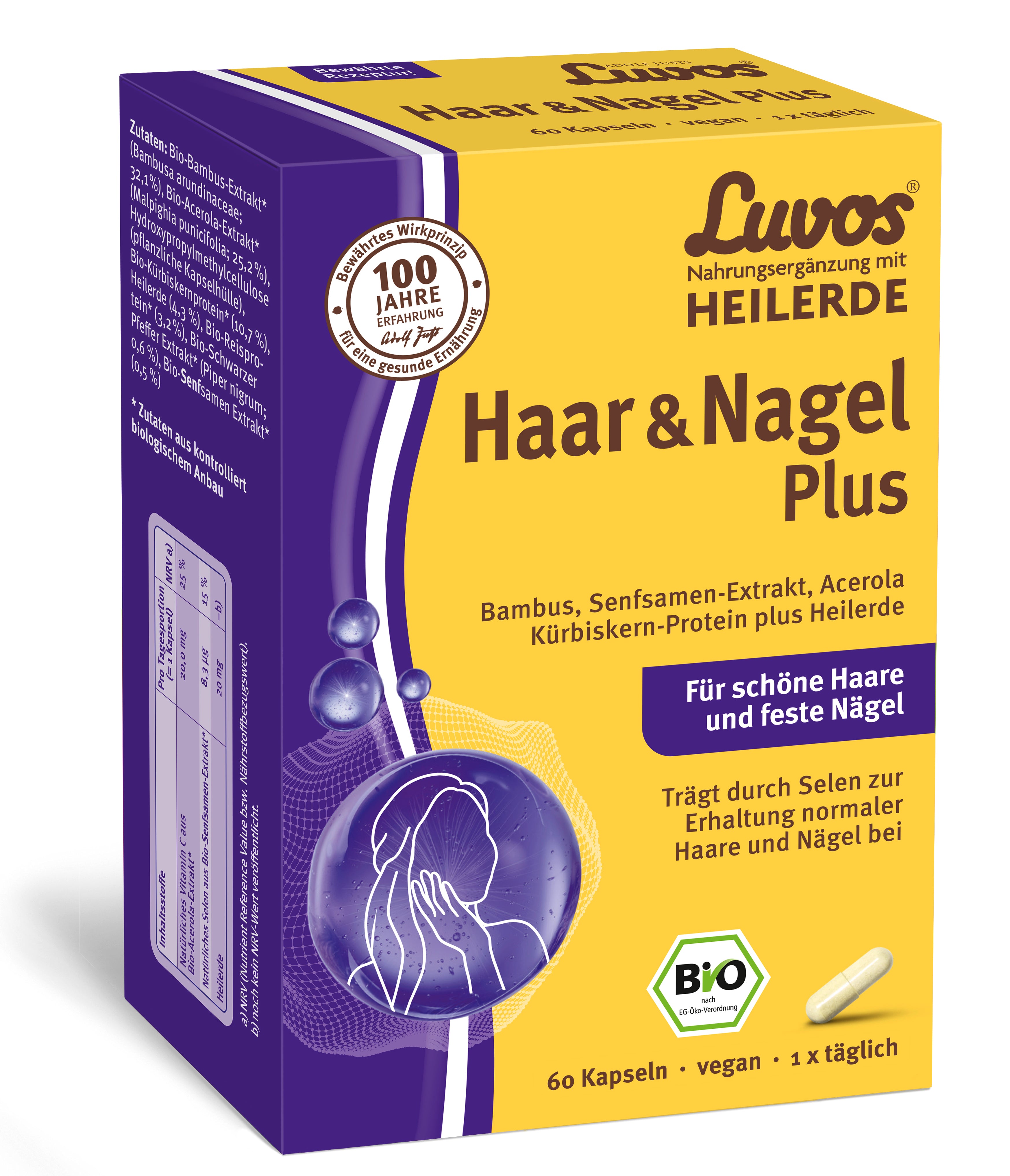 Luvos® Heilerde Bio Haar & Nagel Plus Kapseln, 60 Stück